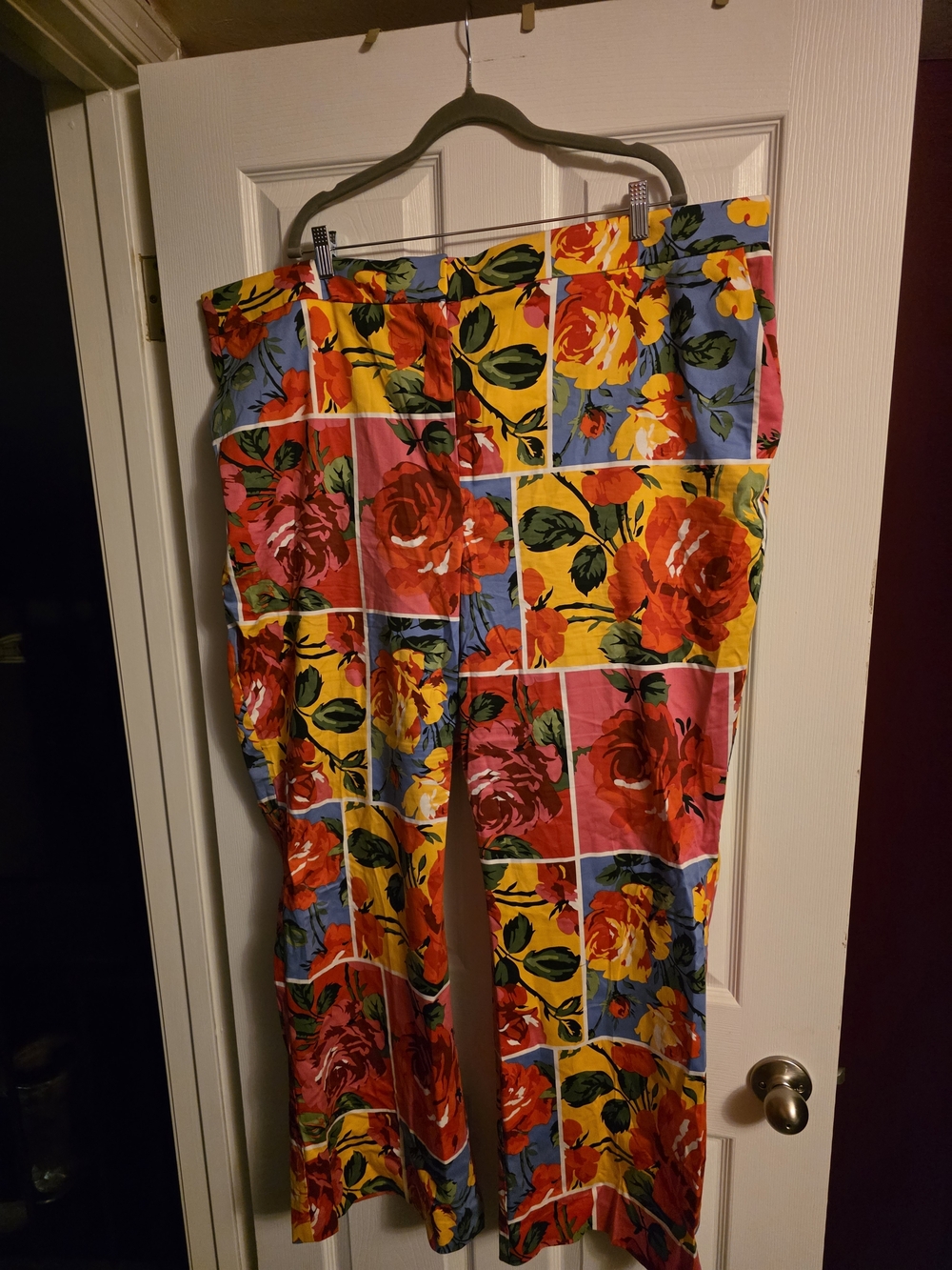 New York & Company Wide Leg Floral Patchwork Pants in Red, Yellow, Blue, Pink